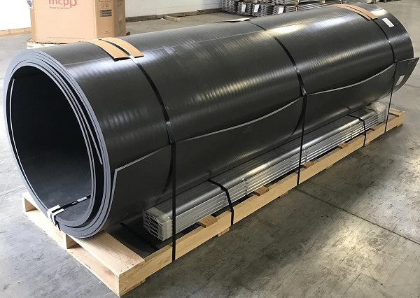 10ft wide x 17ft long, 1/2 thick quicksilver asphalt liner with an asphalt plate and istall